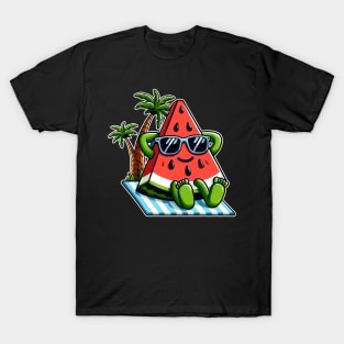 Watermelon Summer Melon With Sunglasses T-Shirt